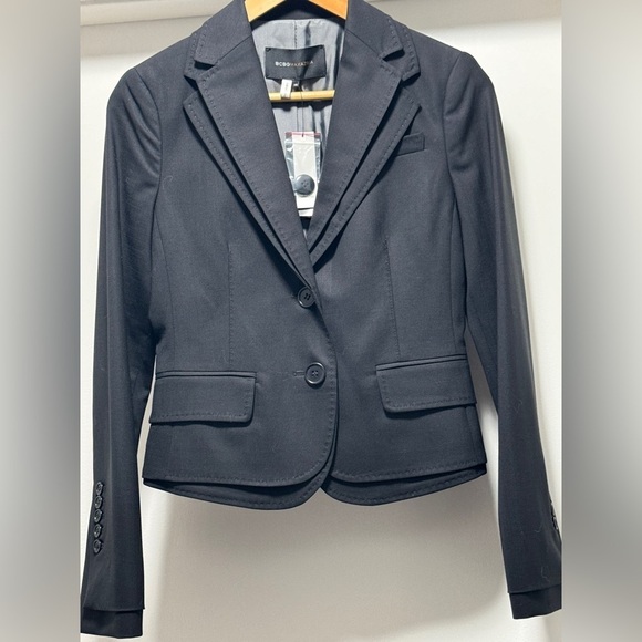 BCBGMaxAzria Blazer Nika BCBG Jacket Black Double Collar XS Extra Small NWT - Picture 2 of 9